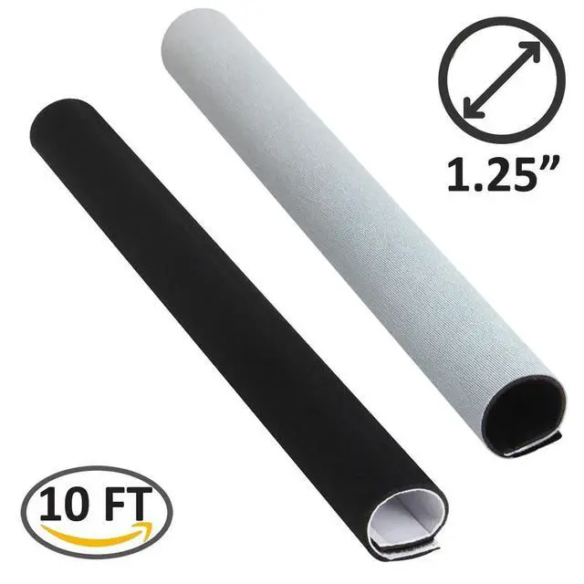Alt view image 2 of 3 - Electiduct 1.25" Neoprene Easy Cable Wrap with Hook and Loop Fastener Wire Manager Cord Protector - Reversible Black/White - 10 Feet