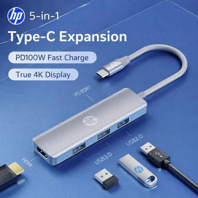 Alt view image 4 of 5 - USB C Docking Station - 5-in-1 Multi-Port USB C Hub with 4K HDMI, 100W Power Delivery, for Laptops, MacBook, iPad, Thinkpad and More, Silver