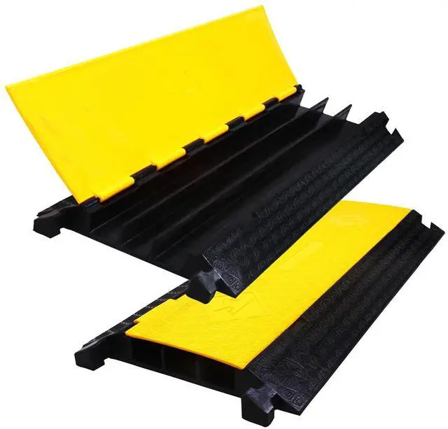 Main image of 2PACK 3 Channel Cable Protector Ramp, Heavy Duty Rubber Driveway Cord Cover, Anti-Slip Wire Protector for Cables & Hoses, Indoor/Outdoor Safety Cover for Warehouse Garage