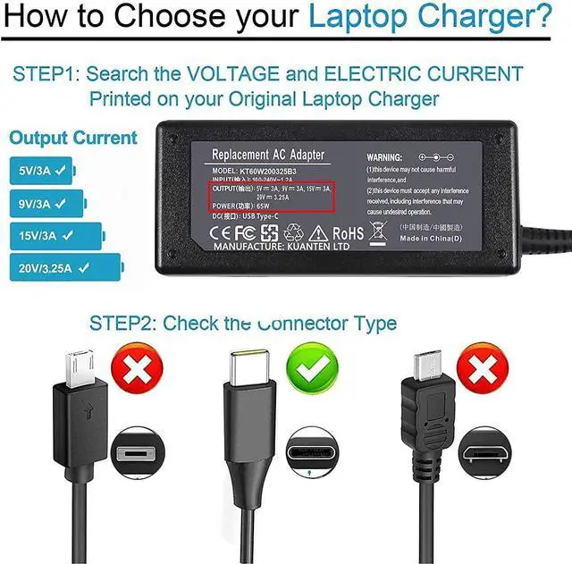 Alt view image 3 of 6 - 65W 45W Type C USB C Adapter Charger for Samsung Galaxy Book4 360 NP750QGK, NP750QGK-KG3US; NP754QGK, NP754QGK-KS2US