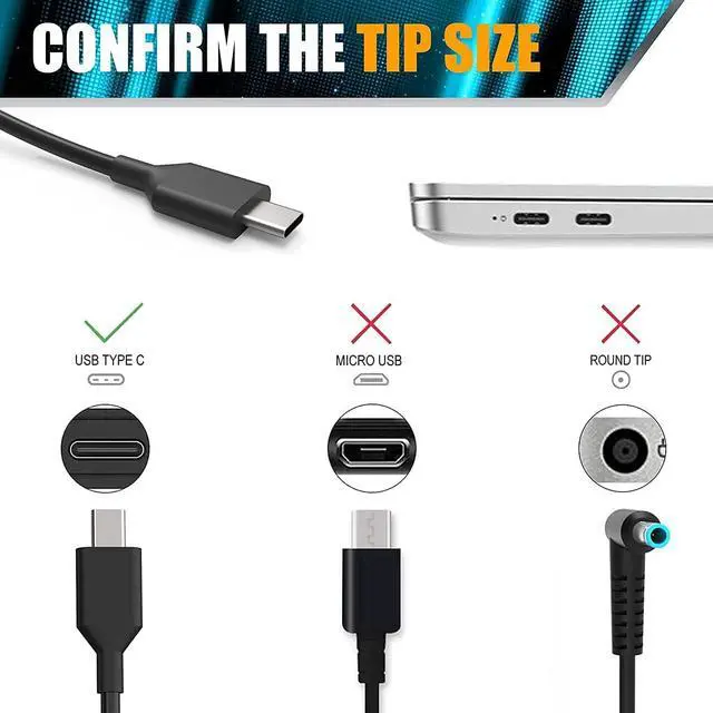Alt view image 4 of 6 - 65W 45W Type C USB C Adapter Charger for Samsung Galaxy Book4 360 NP750QGK, NP750QGK-KG3US; NP754QGK, NP754QGK-KS2US