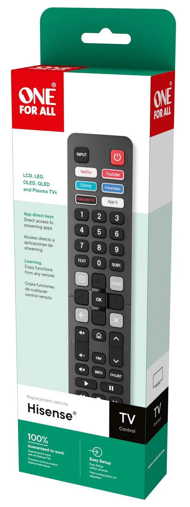 Alt view image 3 of 5 - URC4916 Replacement Remote Control Compatible with All Hisense Smart TVs | URC4916 replacement remote works with Hisense smart TVs; verify exact television model, supported functions, setup and fit