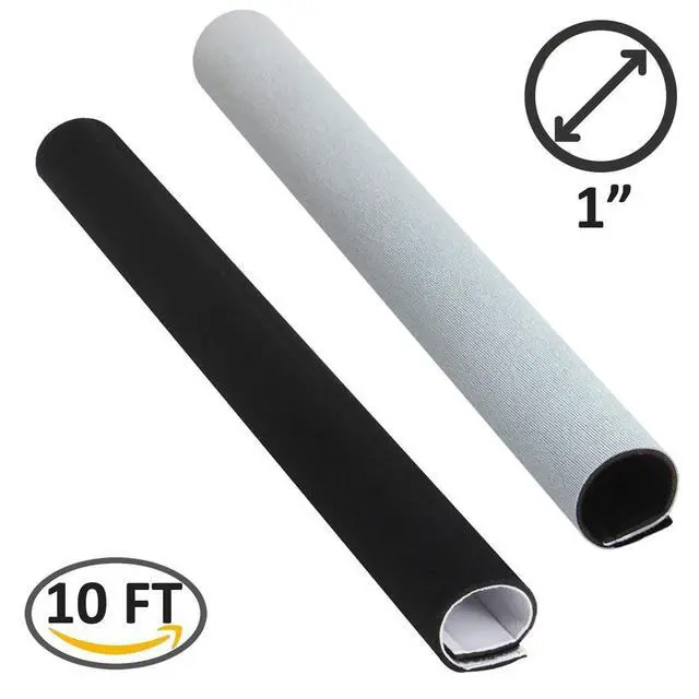 Alt view image 2 of 3 - Electiduct 1" Neoprene Easy Cable Wrap with Hook and Loop Fastener Wire Manager Cord Protector - Reversible Black/White - 10 Feet