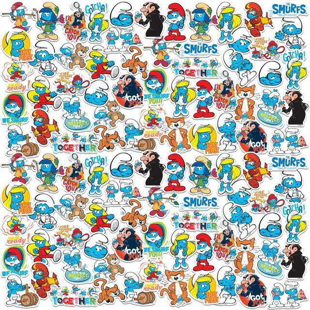 Main image of The Smurfs Set 2 100 Vinyl Stickers Waterproof Die-Cut Decals Laptop Car