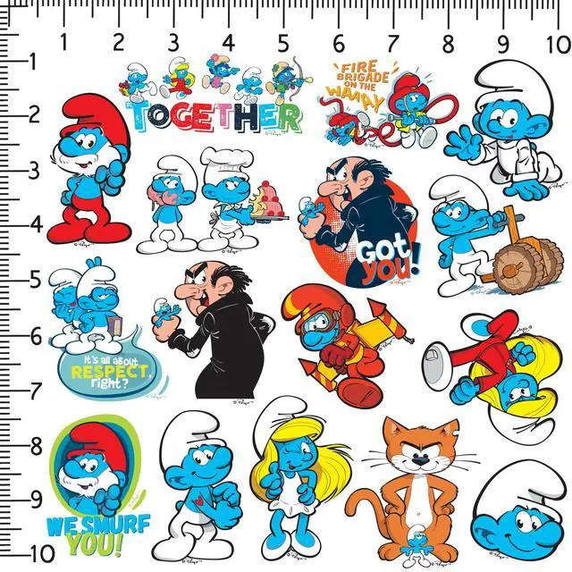 Alt view image 2 of 6 - The Smurfs Set 2 100 Vinyl Stickers Waterproof Die-Cut Decals Laptop Car