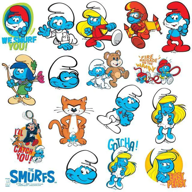 Alt view image 4 of 6 - The Smurfs Set 2 100 Vinyl Stickers Waterproof Die-Cut Decals Laptop Car