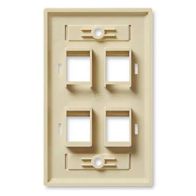 Alt view image 2 of 4 - Keystone Jack Wall Plate 4-Port, Low Profile, Single Gang, Ivory, 10-Pack