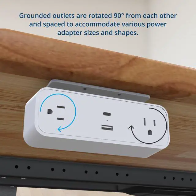 Alt view image 7 of 7 - DuoMount Desk Clamp Power Strip USB-C & USB-A Charging Desk Power Strips with 10ft Cord, Edge Mount Hub for Home Office and Gaming Accessories (White)