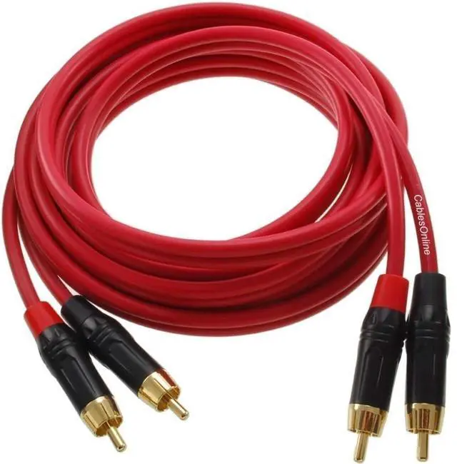 Main image of CablesOnline, 12ft. Two-RCA Male to Two-RCA Male Gold-Plated Ultra-Flexible Red Premium Audio Cable, AV-412QR