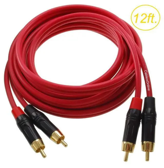 Alt view image 2 of 3 - CablesOnline, 12ft. Two-RCA Male to Two-RCA Male Gold-Plated Ultra-Flexible Red Premium Audio Cable, AV-412QR