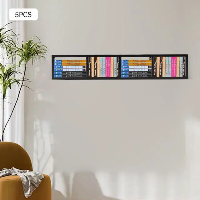 Alt view image 5 of 7 - Wall Mount 34 Inch Media Storage Rack, CD DVD Organizer Metal Shelf, Cube Storage Media Shelf and Video Game Organizer (5, Black)