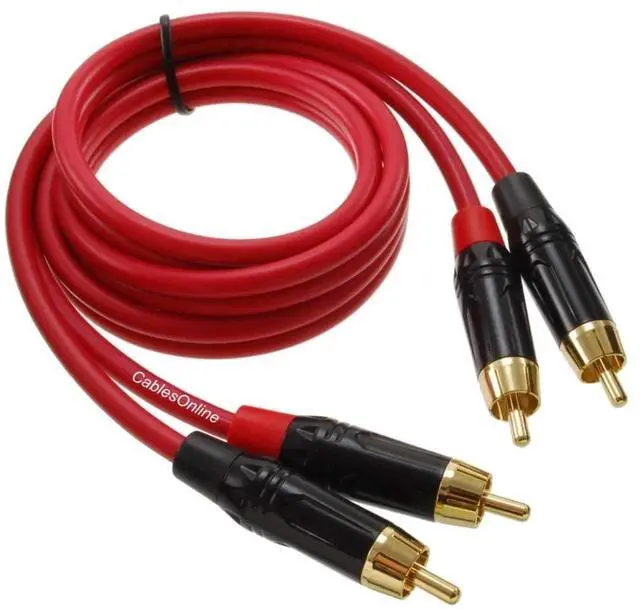 Main image of CablesOnline, 6ft. Two-RCA Male to Two-RCA Male Gold-Plated Ultra-Flexible Red Premium Audio Cable, AV-406QR
