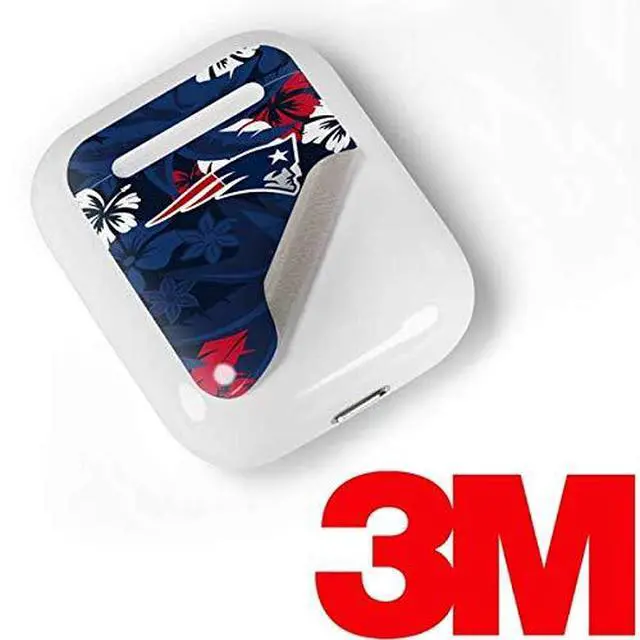 Alt view image 3 of 4 - Decal Audio Skin Compatible with Apple AirPods - Officially Licensed NFL New England Patriots Tropical Print Design