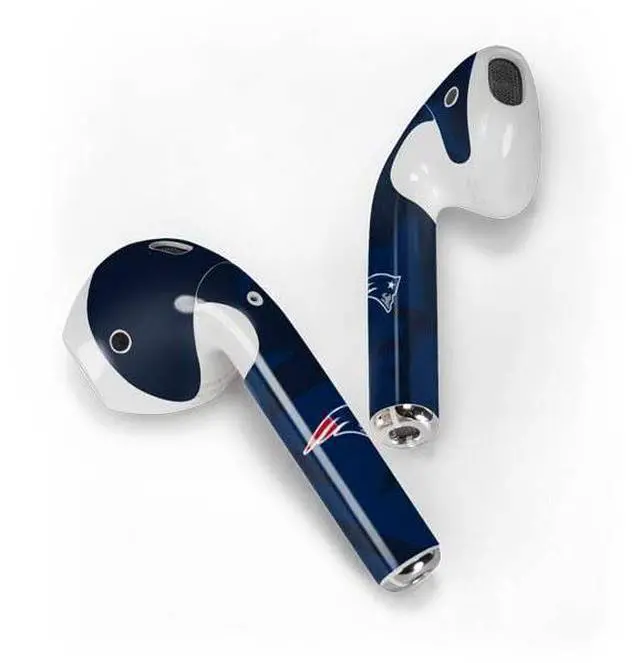 Alt view image 2 of 4 - Decal Audio Skin Compatible with Apple AirPods - Officially Licensed NFL New England Patriots Double Vision Design