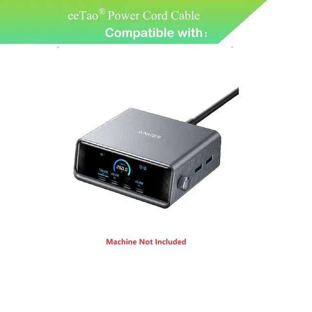 Alt view image 2 of 5 - AC Power Cord Plug Lead Charger Compatible with Anker A2345 250W GaN Prime USB C Charging Station Power Supply Cable 100V-240V