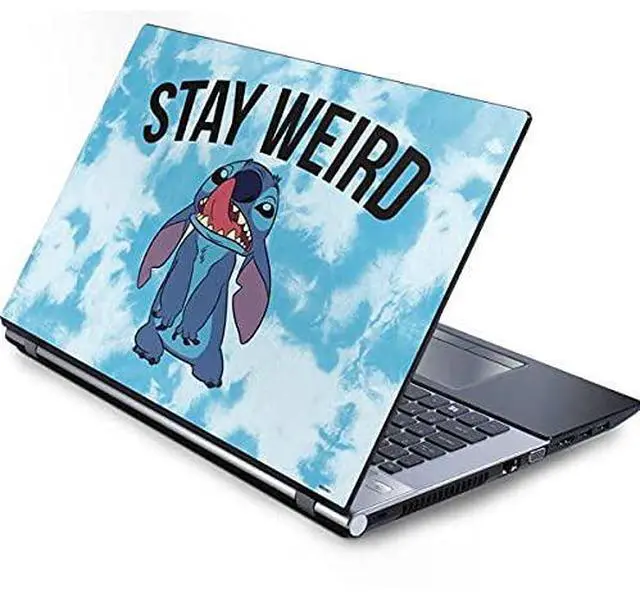 Main image of Decal Laptop Skin Compatible with Generic 16in Laptop (13.4in X 9.26in) - Officially Licensed Disney Lilo and Stitch Stay Weird Design