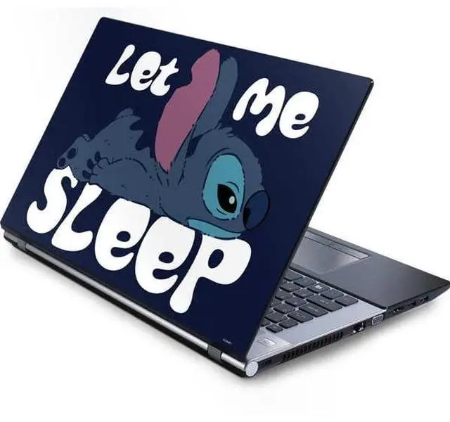Main image of Decal Laptop Skin Compatible with Generic 16in Laptop (13.4in X 9.26in) - Officially Licensed Disney Lilo and Stitch Let Me Sleep Design