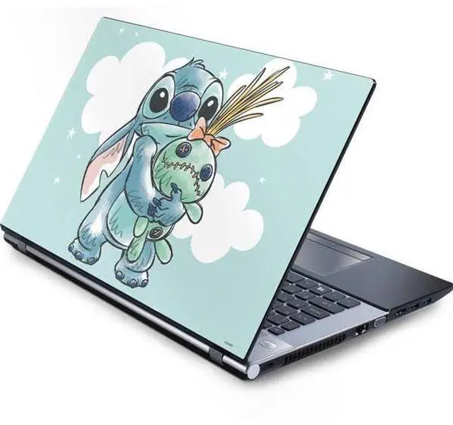 Main image of Decal Laptop Skin Compatible with Generic 16in Laptop (13.4in X 9.26in) - Officially Licensed Disney Lilo and Stitch Stitch and Scrump Design