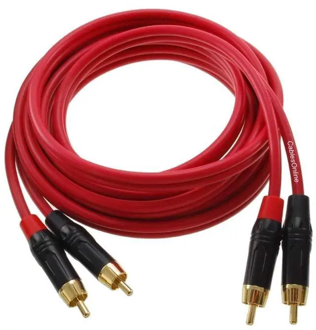 Main image of CablesOnline, 10ft. Two-RCA Male to Two-RCA Male Gold-Plated Ultra-Flexible Red Premium Audio Cable, AV-410QR