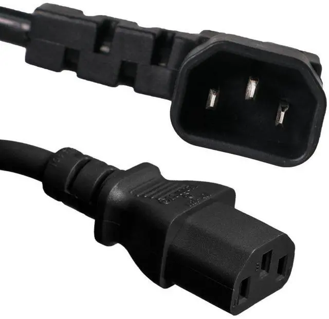 Main image of Electric Angled IEC C14 to C13 Power Cord 15A/250V Rated, 14/3 AWG Heavy-Duty, UL Listed, Space-Saving Design for Data Centers, Servers, PDUs, Networking, UPS, Power Equipment (10 ft)