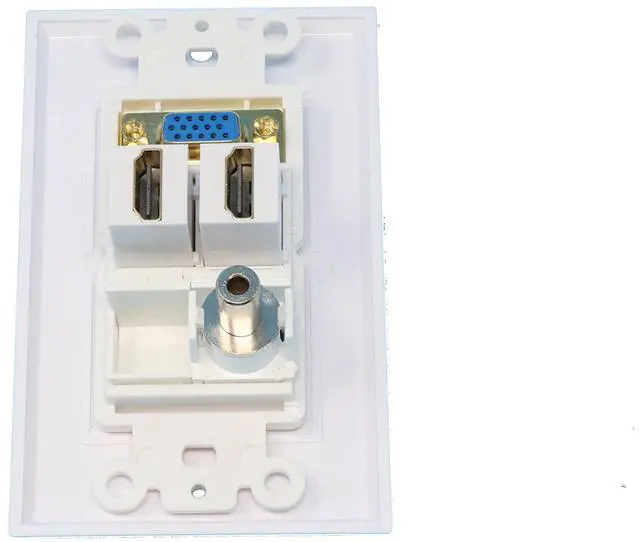 Main image of 1 x SVGA 2 x HDMI and 1 x 3.5mm Audio Port Wall Plate White