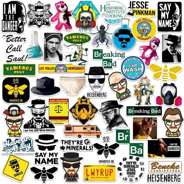 Main image of Breaking Bad Set 2 50 Vinyl Stickers Waterproof Die-Cut Decals Laptop Car