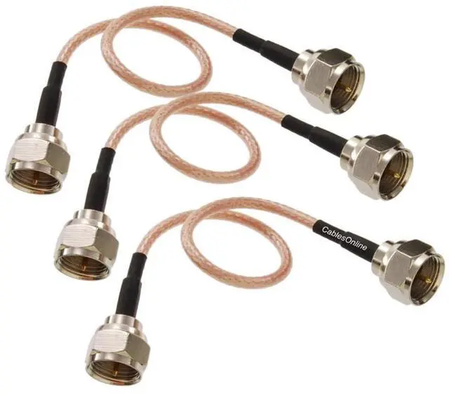 Main image of CablesOnline, 3-Pack 6-inches Slim Coax 75-ohm RG179 with F-Type Connectors TV, Satellite & Antenna Cable, SI-FF100-3