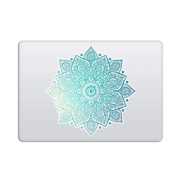 Alt view image 3 of 7 - Mandala Laptop Sticker Decal - Removable Waterproof White Vinyl Decals Stickers - Mandalas Light Green Turquoise Sticker Partial Skin Compatible with Computer MacBook Air Pro 13 15 inch Mac