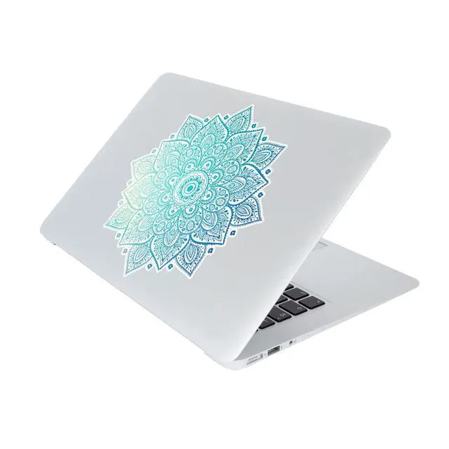 Alt view image 6 of 7 - Mandala Laptop Sticker Decal - Removable Waterproof White Vinyl Decals Stickers - Mandalas Light Green Turquoise Sticker Partial Skin Compatible with Computer MacBook Air Pro 13 15 inch Mac