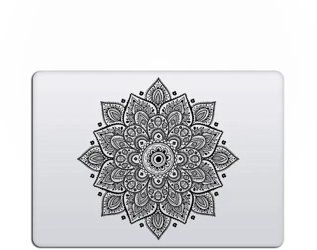 Main image of Black Mandala Laptop Sticker - Waterproof Transparent Large Vinyl Decals Partial Skin - Compatible with Computer Laptops & MacBook 13 15 Mac