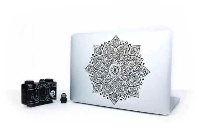 Alt view image 2 of 7 - Black Mandala Laptop Sticker - Waterproof Transparent Large Vinyl Decals Partial Skin - Compatible with Computer Laptops & MacBook 13 15 Mac