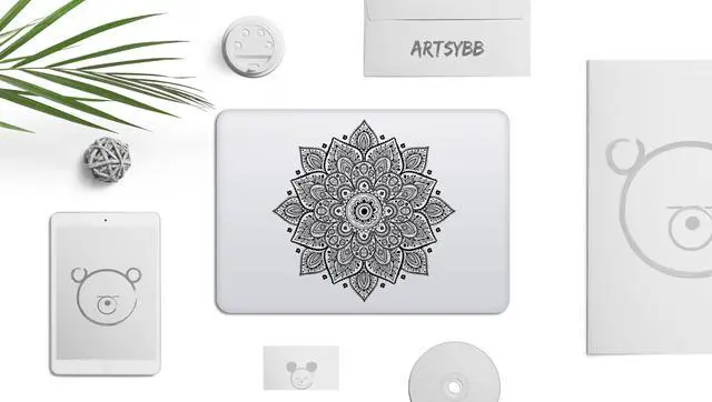 Alt view image 7 of 7 - Black Mandala Laptop Sticker - Waterproof Transparent Large Vinyl Decals Partial Skin - Compatible with Computer Laptops & MacBook 13 15 Mac