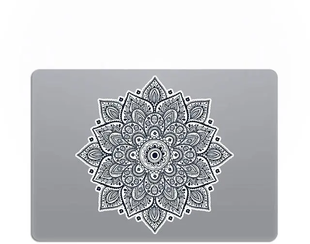 Main image of Black Mandala Laptop Sticker - Waterproof White Vinyl Decal Compatible with MacBook Air/Pro 13 & 15 inch - Cosmic Noir Design for Enhanced Style on Computer Laptops