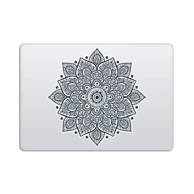 Alt view image 7 of 7 - Black Mandala Laptop Sticker - Waterproof White Vinyl Decal Compatible with MacBook Air/Pro 13 & 15 inch - Cosmic Noir Design for Enhanced Style on Computer Laptops