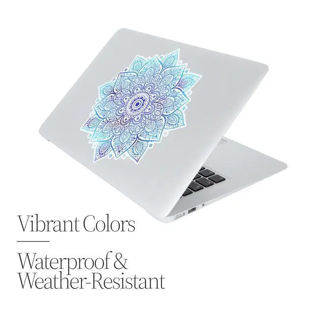 Alt view image 3 of 7 - Mandala Laptop Sticker Decal - Removable Waterproof White Vinyl Decals Stickers - Mandalas Blue Sticker Starry Night Partial Skin Compatible with Computer MacBook Air Pro 13 15 inch Mac