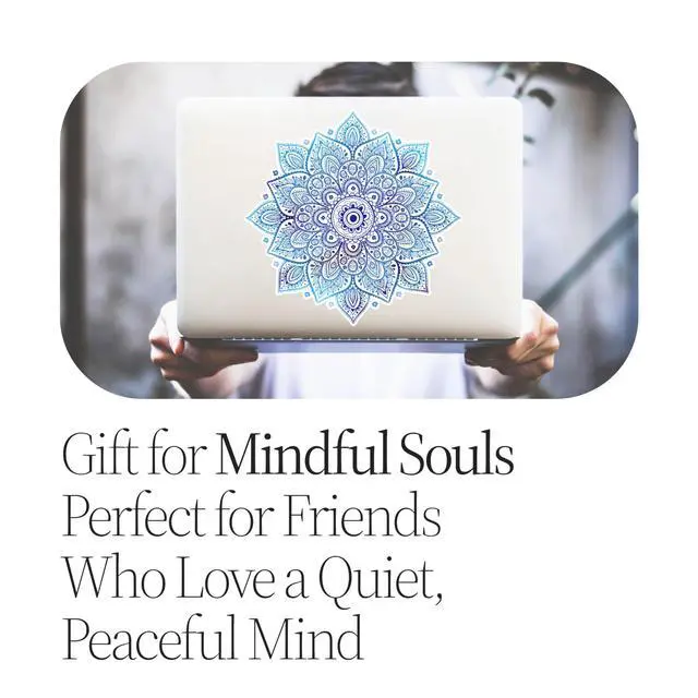 Alt view image 6 of 7 - Mandala Laptop Sticker Decal - Removable Waterproof White Vinyl Decals Stickers - Mandalas Blue Sticker Starry Night Partial Skin Compatible with Computer MacBook Air Pro 13 15 inch Mac