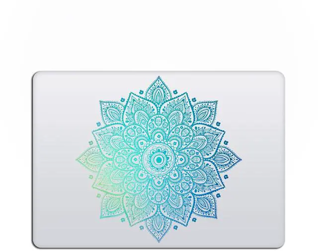 Main image of Mandala Laptop Stickers Decal - Light Green Turquoise Waterproof Transparent Large Vinyl Decals Partial Skin - Compatible with Computer Laptops & MacBook 13 15 Mac