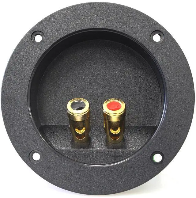 Main image of RST-450 4-Inch Round Gold Push Spring Loaded Jacks Double Binding Post Speaker Box Terminal Cup