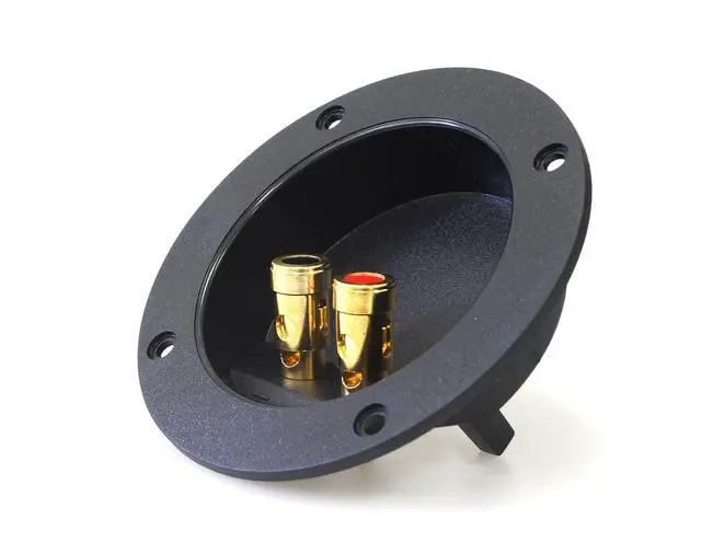Alt view image 2 of 4 - RST-450 4-Inch Round Gold Push Spring Loaded Jacks Double Binding Post Speaker Box Terminal Cup