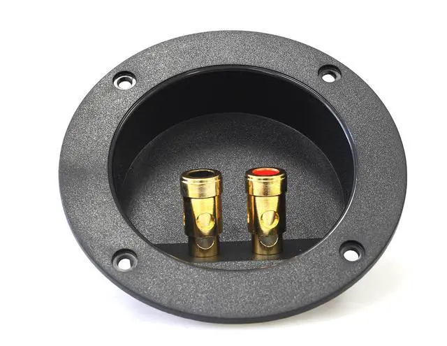 Alt view image 3 of 4 - RST-450 4-Inch Round Gold Push Spring Loaded Jacks Double Binding Post Speaker Box Terminal Cup