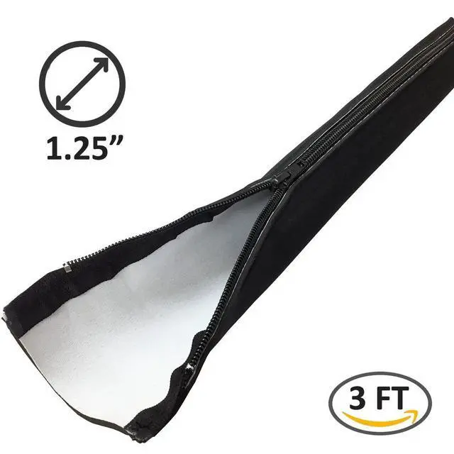 Alt view image 2 of 3 - Electiduct 1.25" Neoprene Easy Cable Wrap with Zipper Wire Manager Cord Protector - Reversible Black/White - 3 Feet