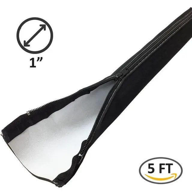 Alt view image 2 of 3 - Electiduct 1" Neoprene Easy Cable Wrap with Zipper Wire Manager Cord Protector - Reversible Black/White - 5 Feet