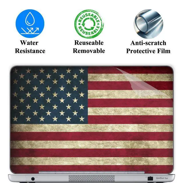 Alt view image 2 of 4 - 11.6 12 Inch Laptop Skin Sticker Cover Premium Sticker Cover Art Decal Decorative (Included 2 Wrist Pad Skins) - USA Flag
