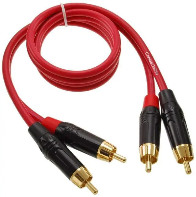 Main image of CablesOnline, 2ft. Two-RCA Male to Two-RCA Male Gold-Plated Ultra-Flexible Red Premium Audio Cable, AV-402QR