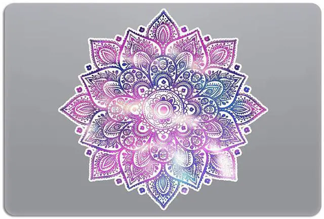 Main image of Mandala Laptop Decal - Waterproof Removable Vinyl - Purple Blue Pink Flower Design - Cute Partial Skin - Universal Fit - Women's Laptop Sticker