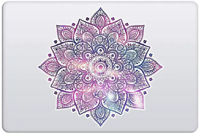 Alt view image 3 of 3 - Mandala Laptop Decal - Waterproof Removable Vinyl - Purple Blue Pink Flower Design - Cute Partial Skin - Universal Fit - Women's Laptop Sticker
