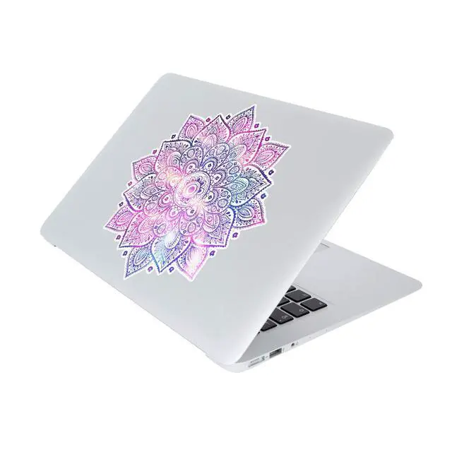 Alt view image 2 of 7 - Mandala Laptop Sticker Decal - Removable Waterproof White Vinyl Decals Stickers - Mandalas Purple Pink Sticker Starry Night Partial Skin Compatible with Computer MacBook Air Pro 13 15 inch Mac