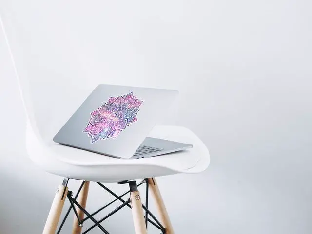Alt view image 3 of 7 - Mandala Laptop Sticker Decal - Removable Waterproof White Vinyl Decals Stickers - Mandalas Purple Pink Sticker Starry Night Partial Skin Compatible with Computer MacBook Air Pro 13 15 inch Mac