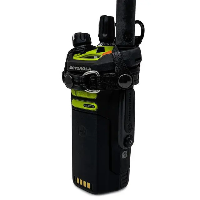 Alt view image 4 of 7 - Holder Case for Motorola APX Next XN with D Rings, Black Leather Duty Belt Holsterr, Heavy Duty, V4