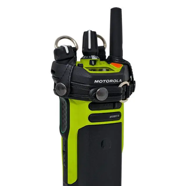 Alt view image 2 of 7 - Holder Case for Motorola APX Next XE with D Rings, Black Leather Duty Belt Holsterr, Heavy Duty, V4 (Black APXNEXT-XE)